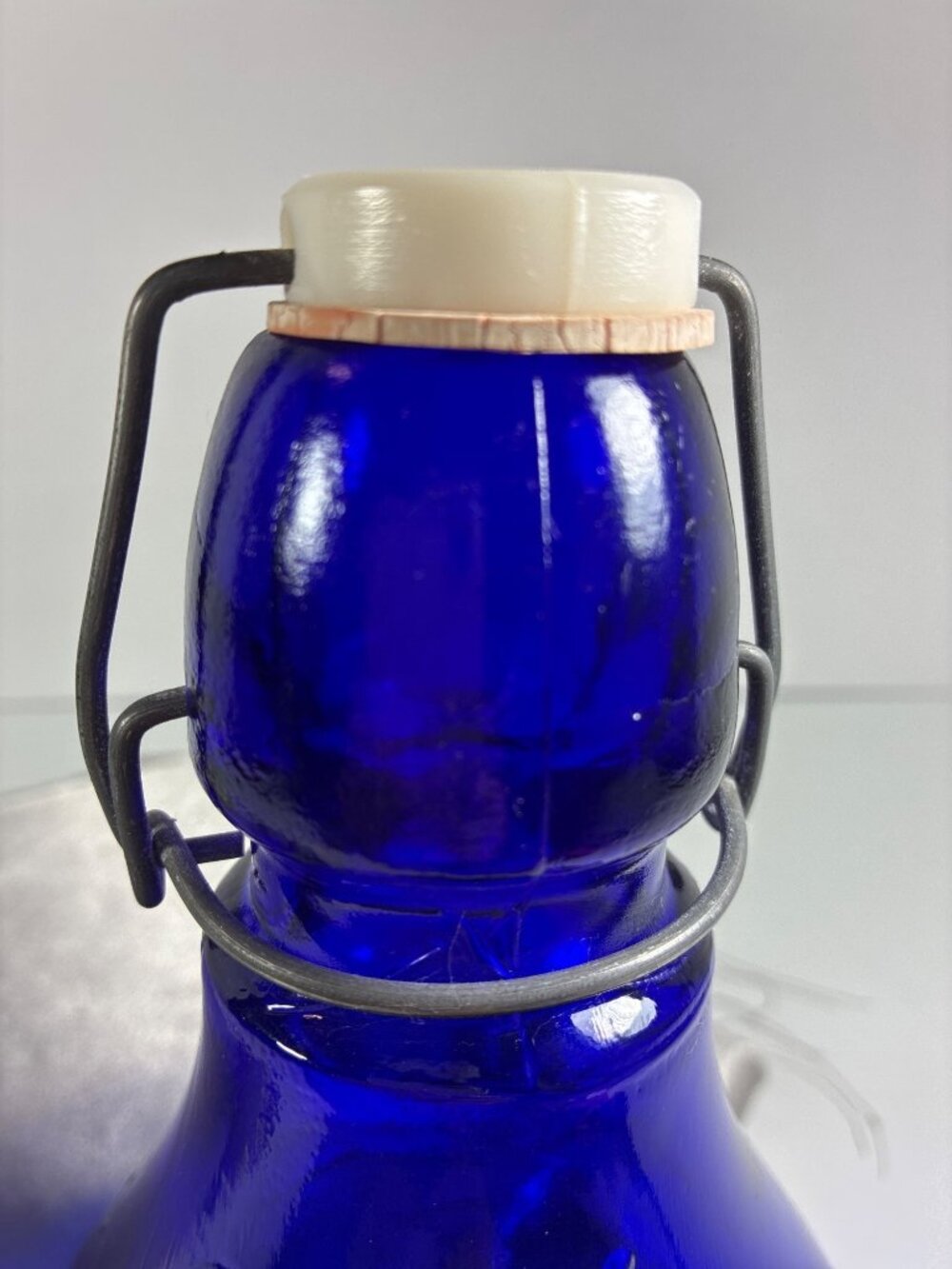 Vintage Italian Cobalt Blue Embossed Glass Bottle - Picture 5 of 15